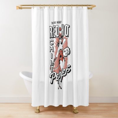 Rhcp-Vintage Red Black Hot Shower Curtain Official Red Hot Chili Peppers Merch